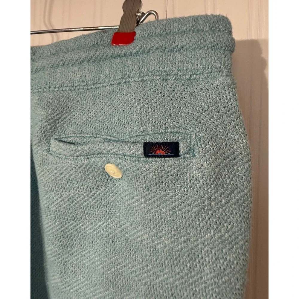 Faherty Brand XL‎ Knit Lounge Shorts Aqua Blue Textured Drawstring Cotton Mix
